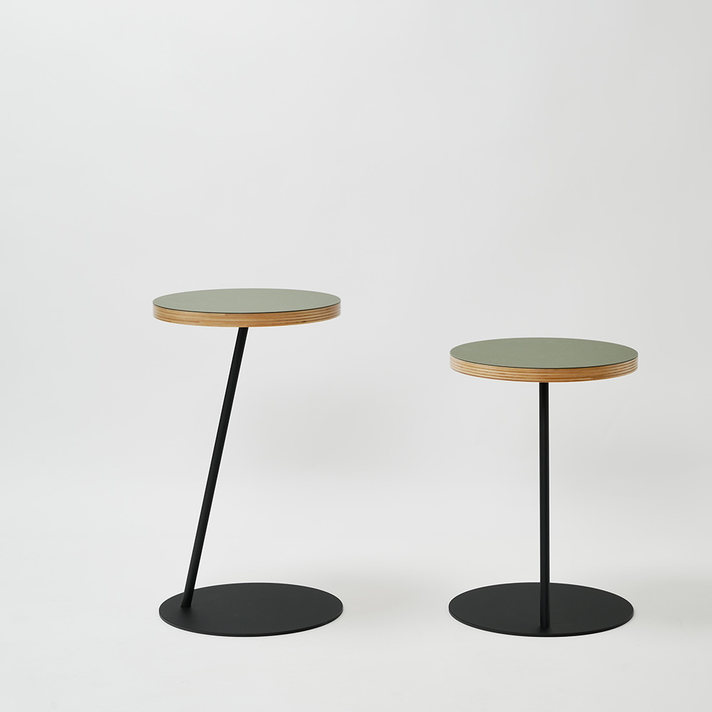 Circle side table φ350×H600〈サイドテーブル〉/ olive×black