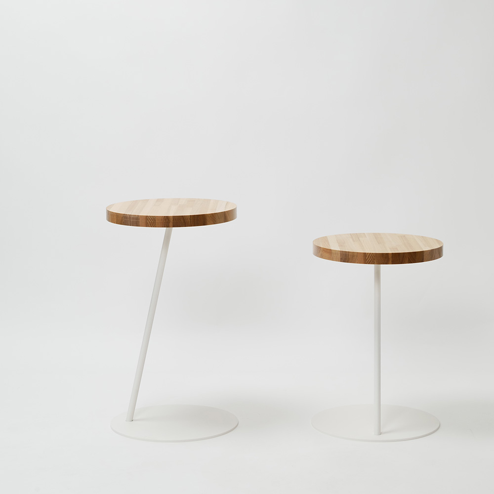 Circle side table φ350×H600〈サイドテーブル〉/ タモ×white