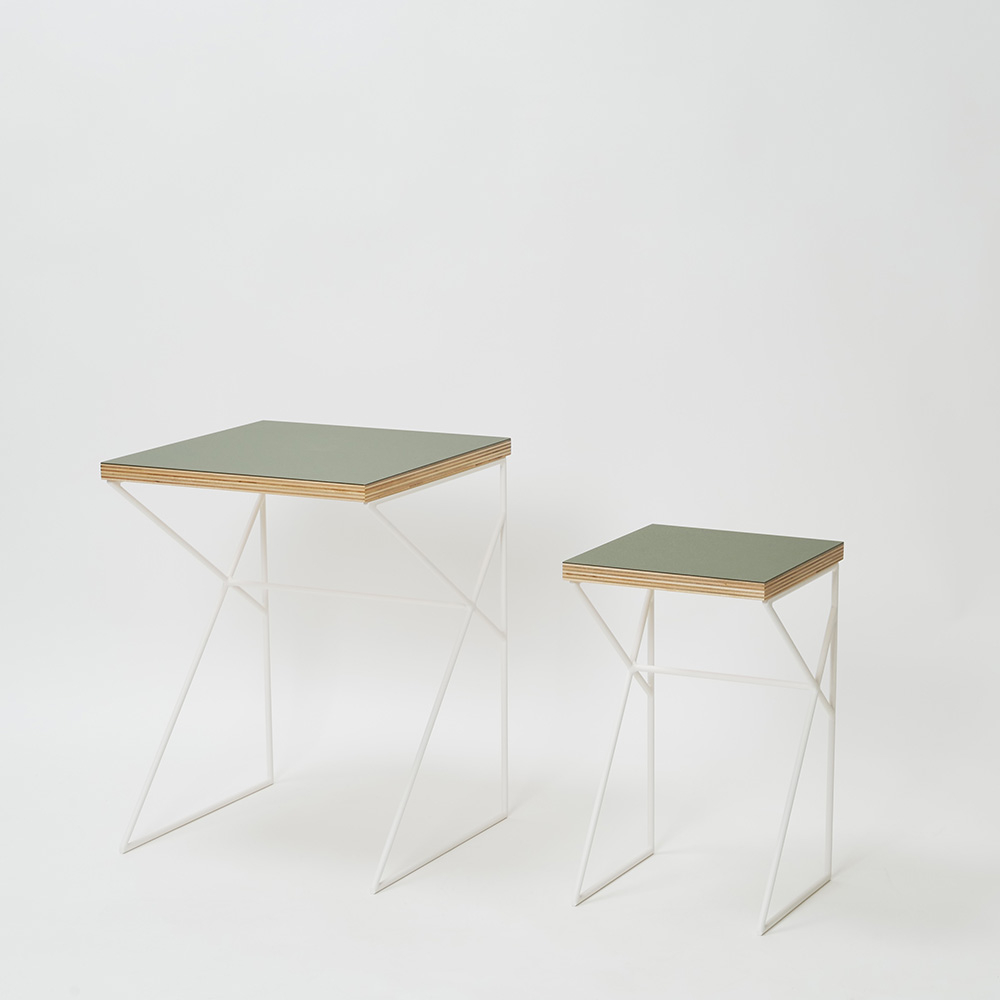 Square  side table  W450×D450×H600〈サイドテーブル〉/ olive×white