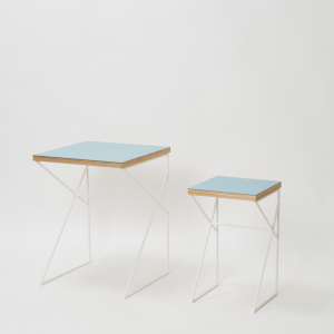 Square  side table W300×D300×H500〈サイドテーブル〉/ aquavert×white