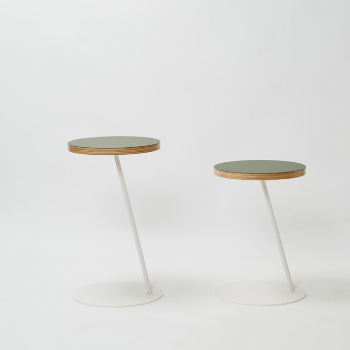 Circle side table φ350×H600〈サイドテーブル〉/ olive×white