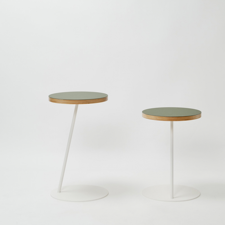 Circle side table φ350×H500〈サイドテーブル〉/ olive×white