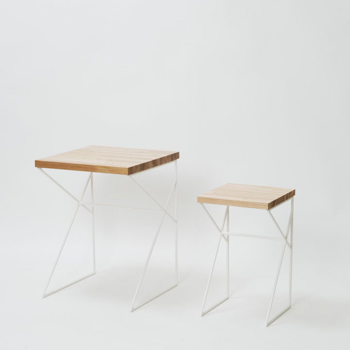 Square  side table W300×D300×H500〈サイドテーブル〉/ タモ×white